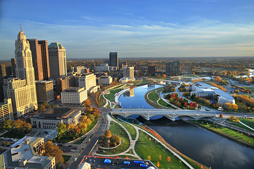 Aerial view of the scioto mile